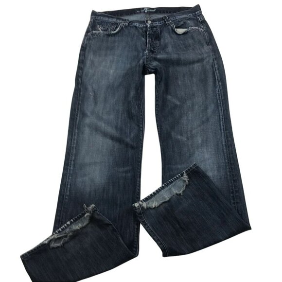 7 For All Mankind Mens RELAXED Distressed Straight-Leg Jeans With Button Fly 34 - Picture 10 of 12